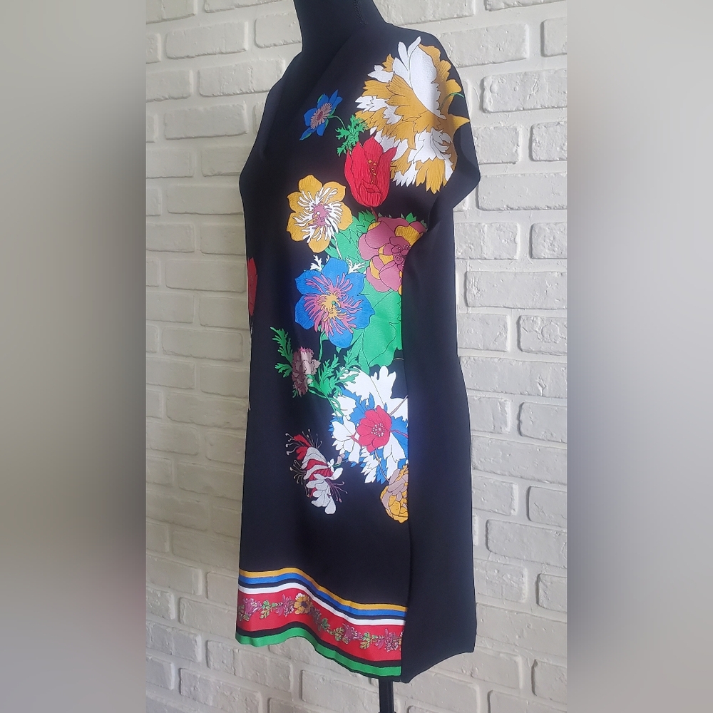 Zara Bold Floral Printed Tunic Dress Boho Cap Sleeves - Picture 5 of 14